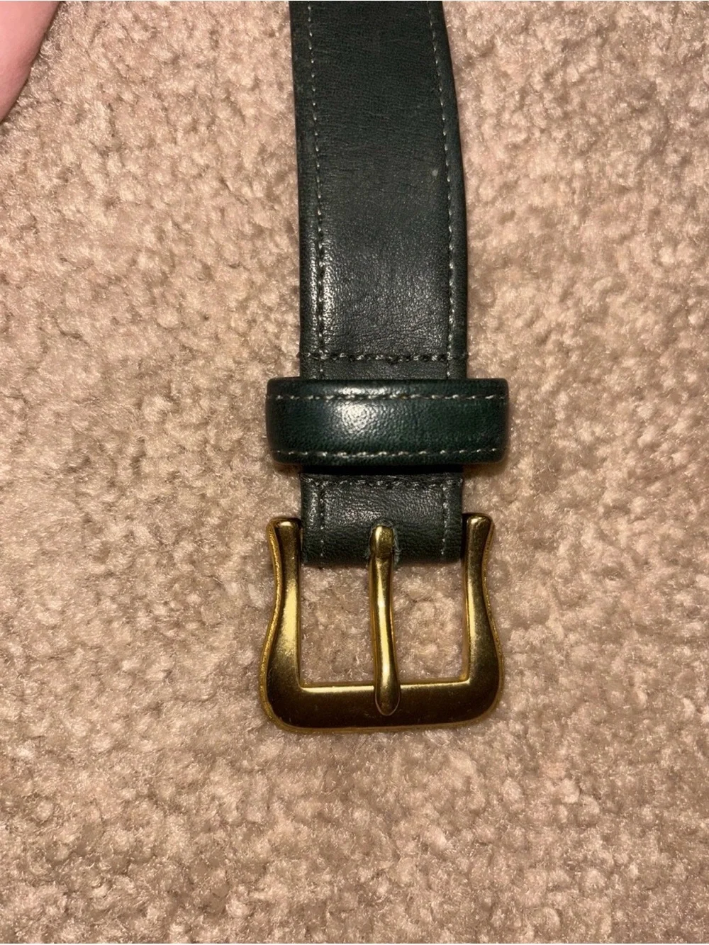 Coach Women’s Forest Green Leather Belt with Brass Buckle